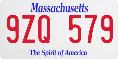 MA license plate 9ZQ579