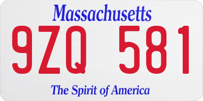 MA license plate 9ZQ581