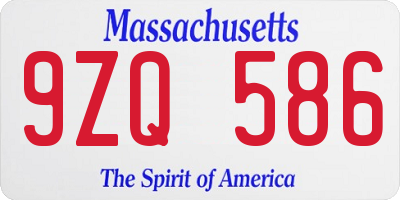 MA license plate 9ZQ586