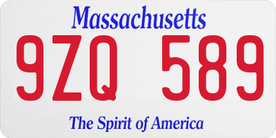 MA license plate 9ZQ589