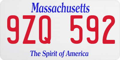 MA license plate 9ZQ592