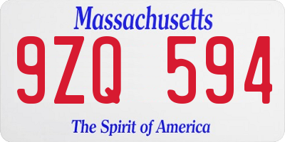 MA license plate 9ZQ594