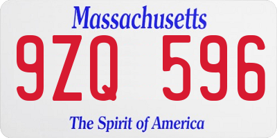 MA license plate 9ZQ596