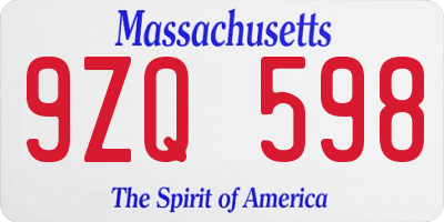 MA license plate 9ZQ598
