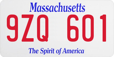 MA license plate 9ZQ601