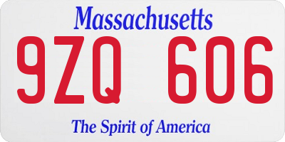 MA license plate 9ZQ606