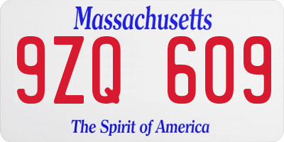 MA license plate 9ZQ609