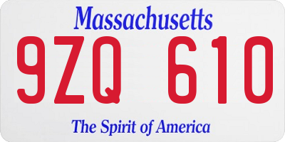 MA license plate 9ZQ610