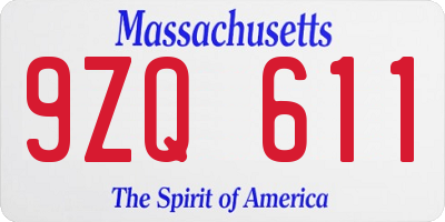 MA license plate 9ZQ611