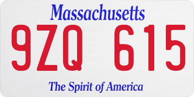 MA license plate 9ZQ615