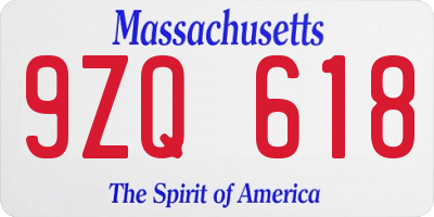 MA license plate 9ZQ618