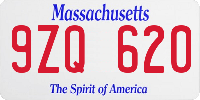 MA license plate 9ZQ620