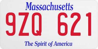 MA license plate 9ZQ621