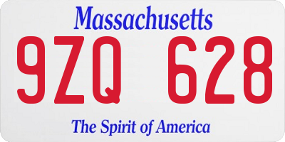 MA license plate 9ZQ628