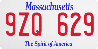 MA license plate 9ZQ629