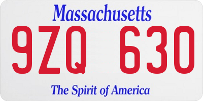 MA license plate 9ZQ630