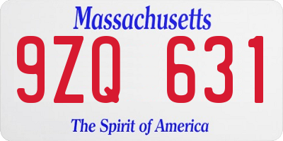 MA license plate 9ZQ631