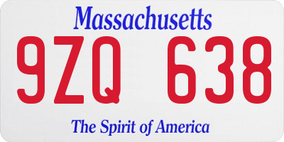 MA license plate 9ZQ638