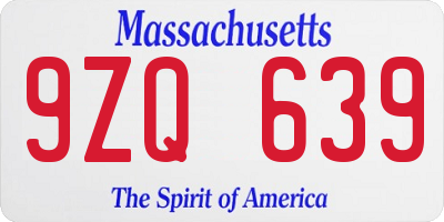 MA license plate 9ZQ639