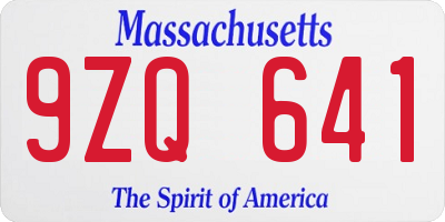 MA license plate 9ZQ641