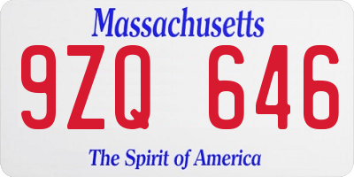 MA license plate 9ZQ646