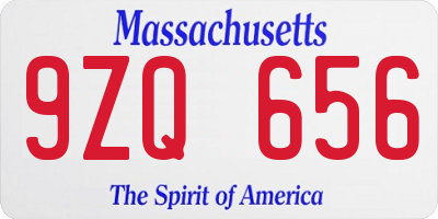 MA license plate 9ZQ656