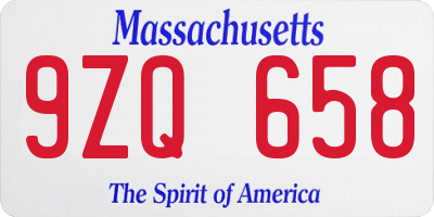 MA license plate 9ZQ658