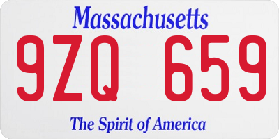 MA license plate 9ZQ659