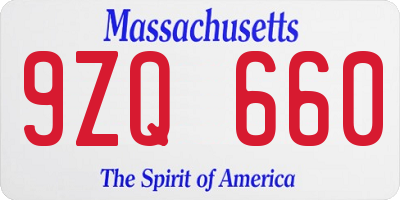 MA license plate 9ZQ660