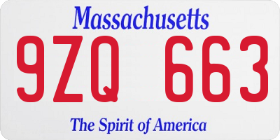 MA license plate 9ZQ663