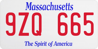MA license plate 9ZQ665