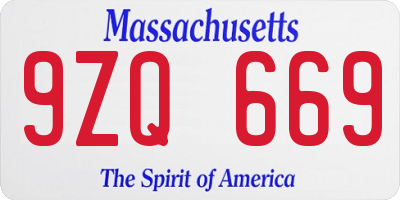 MA license plate 9ZQ669