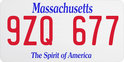 MA license plate 9ZQ677