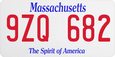 MA license plate 9ZQ682