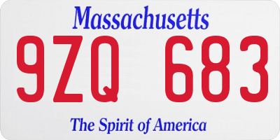 MA license plate 9ZQ683