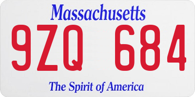 MA license plate 9ZQ684