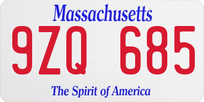 MA license plate 9ZQ685
