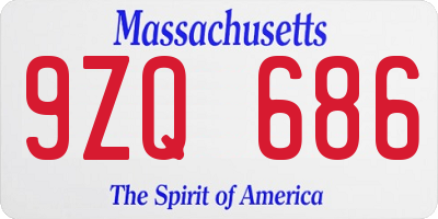 MA license plate 9ZQ686