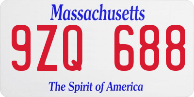 MA license plate 9ZQ688