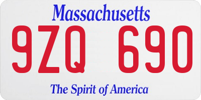 MA license plate 9ZQ690