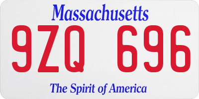 MA license plate 9ZQ696