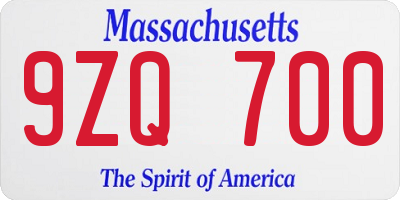 MA license plate 9ZQ700