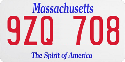 MA license plate 9ZQ708