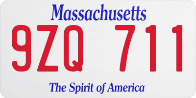 MA license plate 9ZQ711