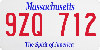 MA license plate 9ZQ712