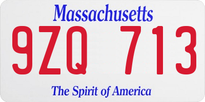 MA license plate 9ZQ713