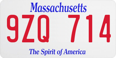 MA license plate 9ZQ714