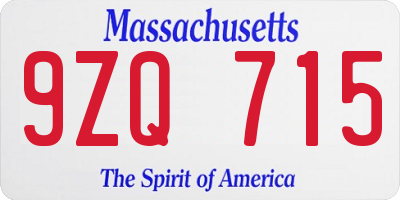 MA license plate 9ZQ715