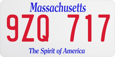 MA license plate 9ZQ717
