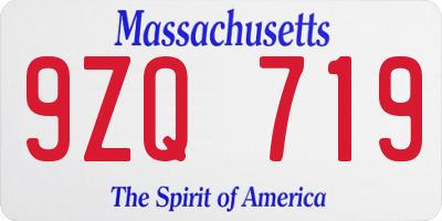 MA license plate 9ZQ719
